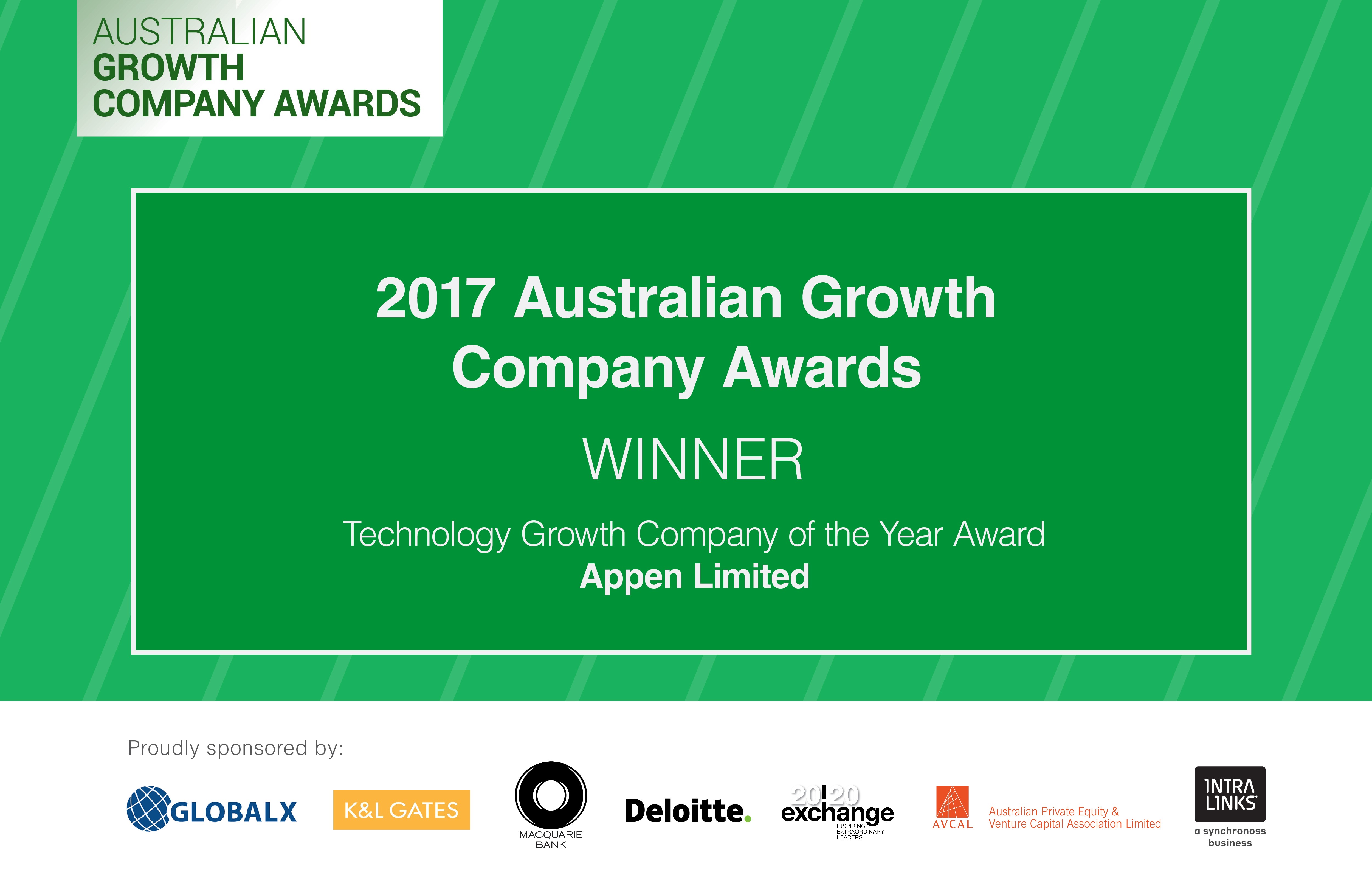 Appen Wins 2017 Technology Growth Company Award