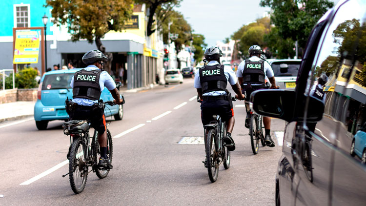 Police on bikes in the Caribbean