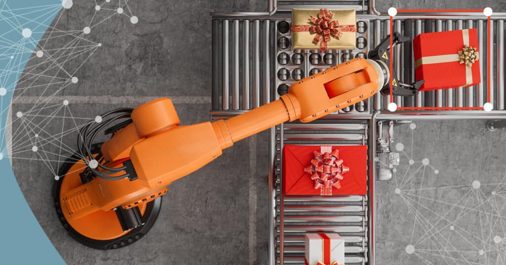robots stocking conveyor belts