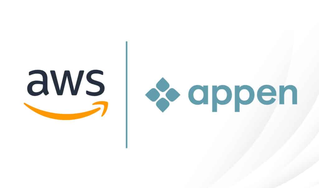 Appen logo and Amazon AWS logo depicting partnership of the two companies